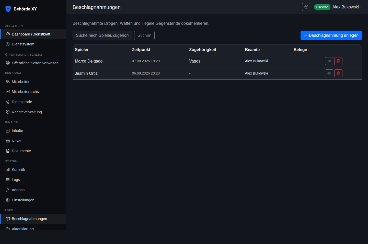 LSPD Leitstellen Addon für Behördensoftware